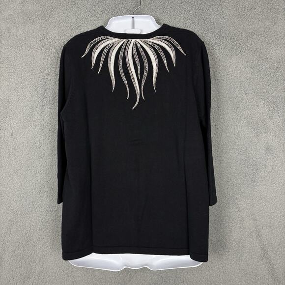 Bob Mackie Wearable Art Cardigan Women Medium Sequin Embroidered Full Button - Picture 4 of 12